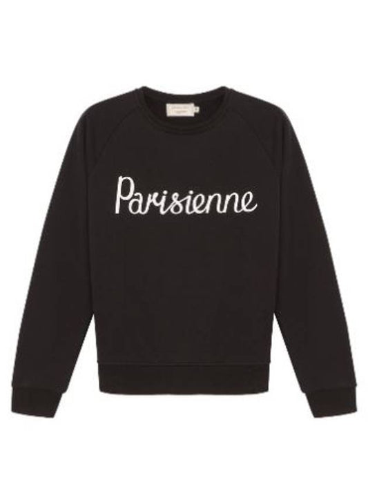 Parisienne Logo Cotton Sweatshirt Black - MAISON KITSUNE - BALAAN 2