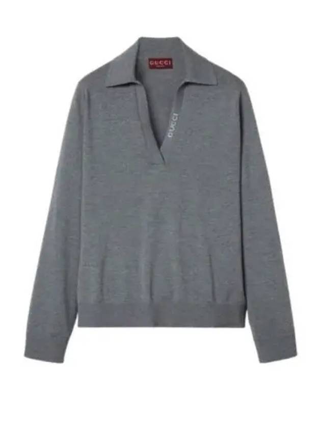 Extra Fine Wool Polo Shirt Grey - GUCCI - BALAAN 2