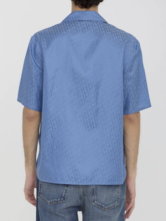 Oblique Cotton Jacquard Short Sleeve Shirt Blue - DIOR - BALAAN 3