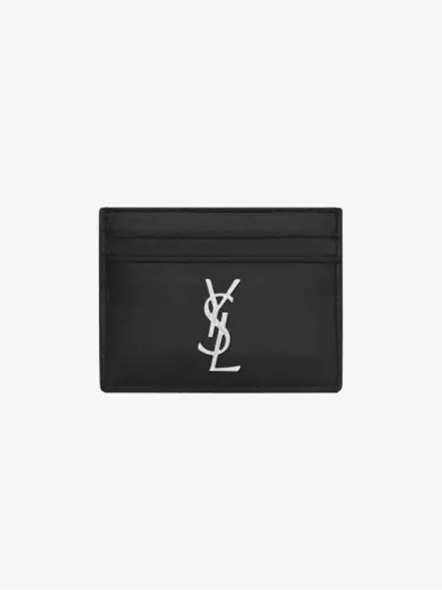 Monogram Card Case in Smooth Leather Black - SAINT LAURENT - BALAAN 3