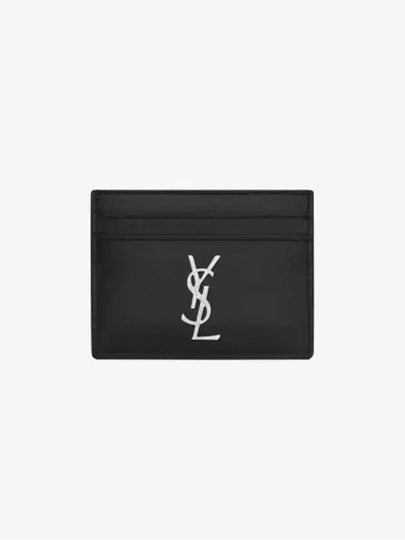 Monogram Card Case in Smooth Leather Black - SAINT LAURENT - BALAAN 2