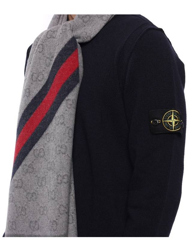 GG Web Wool Muffler Gray - GUCCI - BALAAN 5