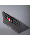 Stripe Note Compartment Pebble Grain Leather Card Wallet Black - THOM BROWNE - BALAAN 5