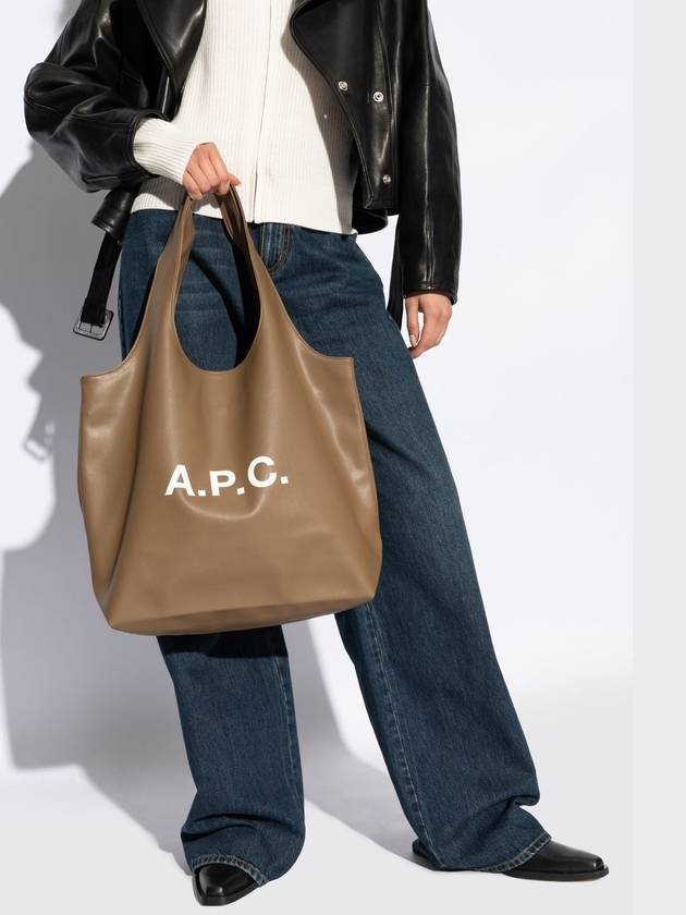 Ninon Logo Print Tote Bag Pale Khaki - A.P.C. - BALAAN 9