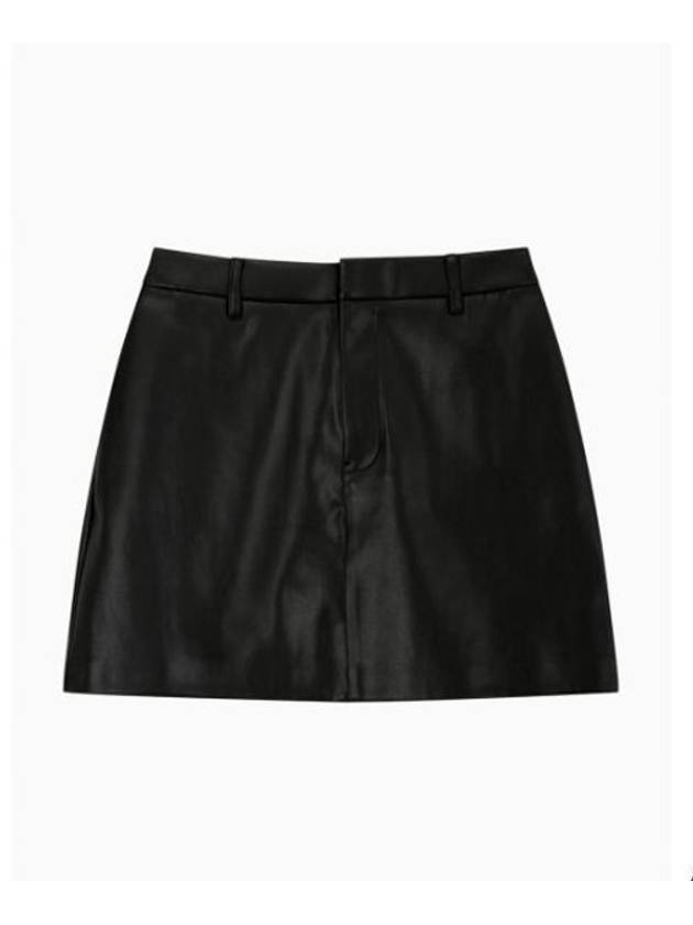 Jeans Fox Leather Mini A-Line Skirt Black - CALVIN KLEIN - BALAAN 1