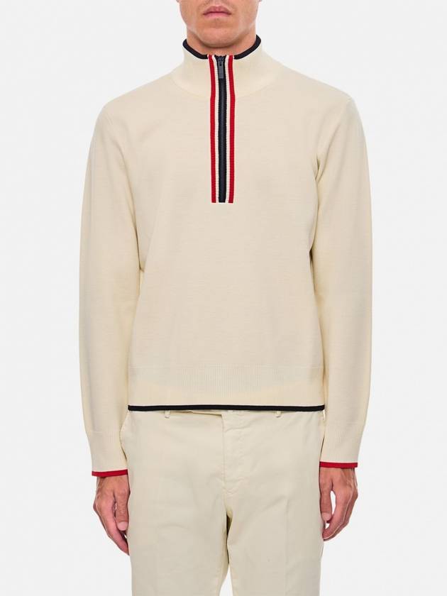 Half zip wool knit top white - THOM BROWNE - BALAAN 2