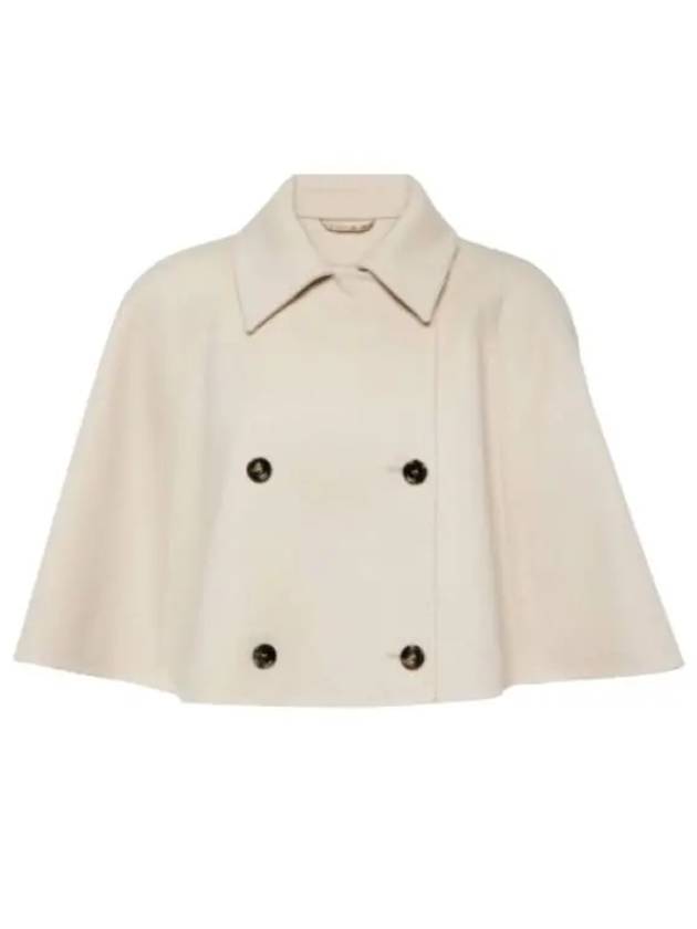 Volume Crop Double Breasted Virgin Wool Cape Beige - MAX MARA - BALAAN 2