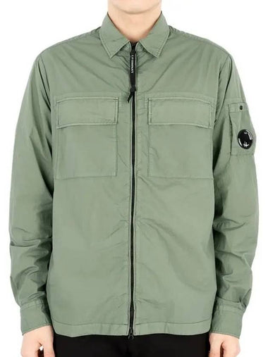 Taylon L Lens Shirt Zip Up Jacket Khaki - CP COMPANY - BALAAN 1