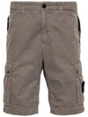 Logo Cotton Slim Cargo Shorts Dove Grey - STONE ISLAND - BALAAN 3