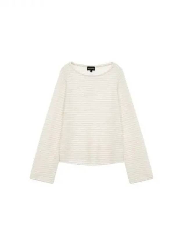 Women s Long Sleeve Striped Knit Light Beige 270334 - EMPORIO ARMANI - BALAAN 1