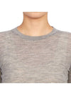 Women's Wool Rib 3/4 Sleeve Crew Neck Pullover Knit Top Light Gray - THOM BROWNE - BALAAN 7