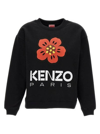 Boke Flower Logo Cotton Sweatshirt Black - KENZO - BALAAN 1