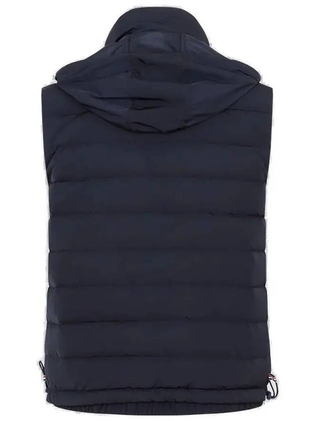 Women s Poly Twill 4 Bar Funnel Neck Down Padded Vest Navy - THOM BROWNE - BALAAN 4