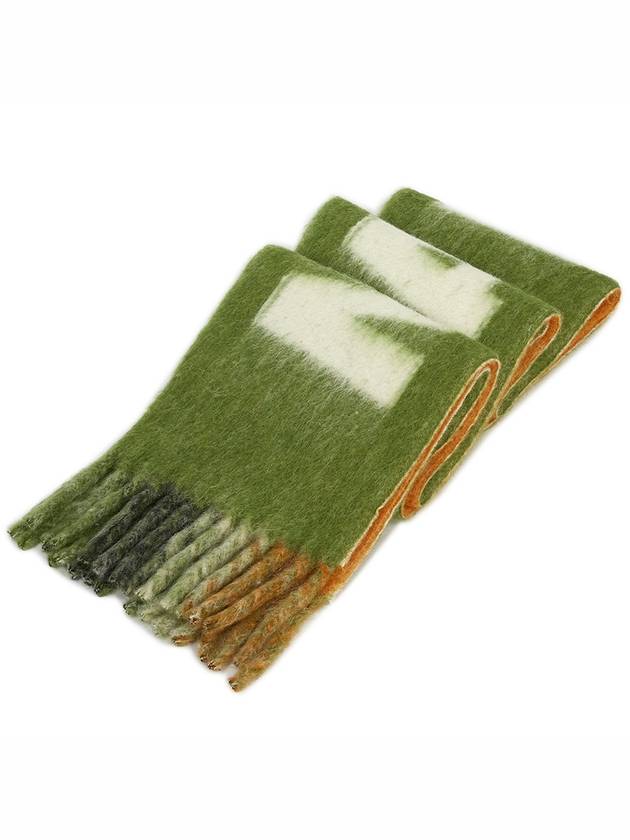 Logo Wool Mohair Blend Fringe Muffler Green - MARNI - BALAAN 3