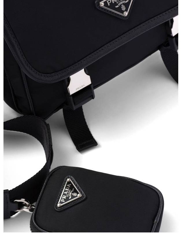 Triangle Logo Re-Nylon Saffiano Leather Cross Bag Black - PRADA - BALAAN 4