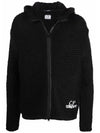 Embroidered Logo Waffle Hooded Jacket Black - CP COMPANY - BALAAN 2