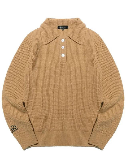 Lambswool collar button point knit CAMEL - 20THHOLE - BALAAN 2