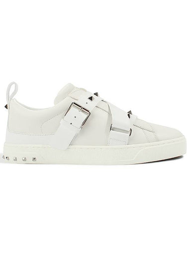 V Punk Belted Low Top Sneakers White - VALENTINO - BALAAN 1