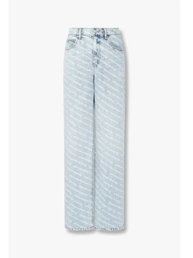 Logo Pattern Mid Rise Relaxed Jeans Light Blue - ALEXANDER WANG - BALAAN 1