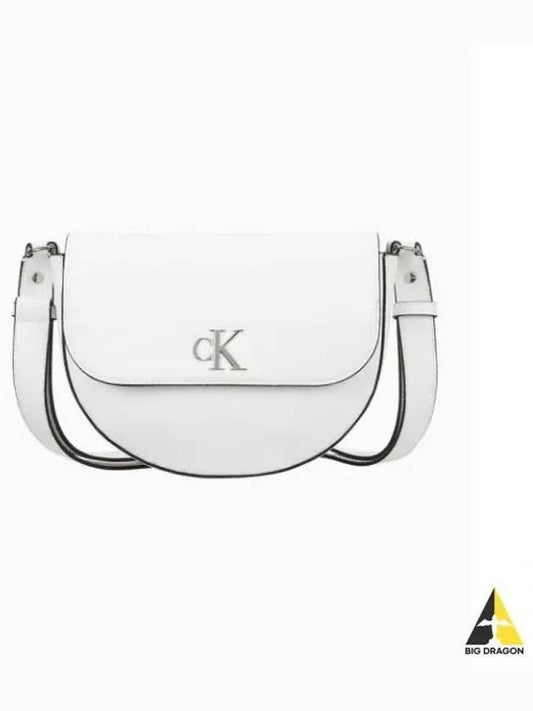 JEANS Women s White CKJ Minimal Monogram Saddle Bag DH3439 114 - CALVIN KLEIN - BALAAN 1