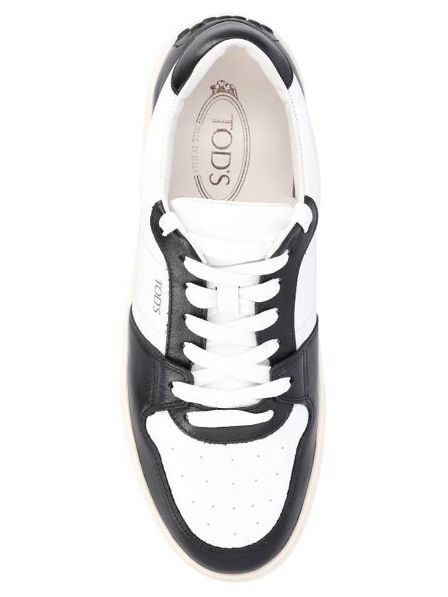 Double T Leather Low Top Sneakers Black White - TOD'S - BALAAN 5