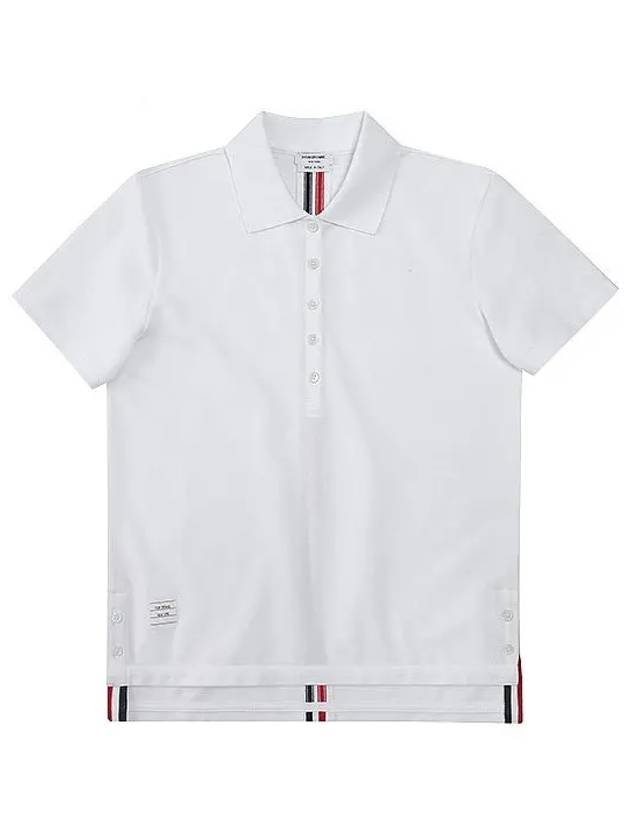 Classic Pique Center Back Stripe Relaxed Fit Short Sleeve Polo Shirt White - THOM BROWNE - BALAAN 2