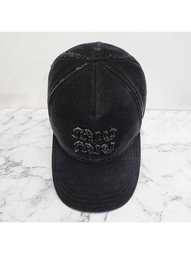 Logo Denim Ball Cap Black - MIU MIU - BALAAN 8