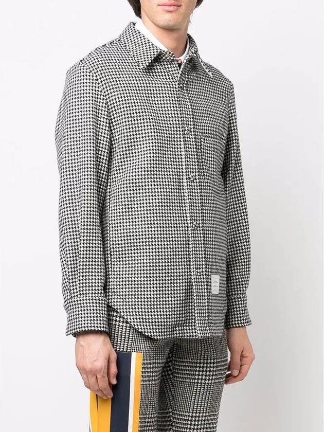 Houndstooth Pattern Shirt Jacket Black White - THOM BROWNE - BALAAN 5