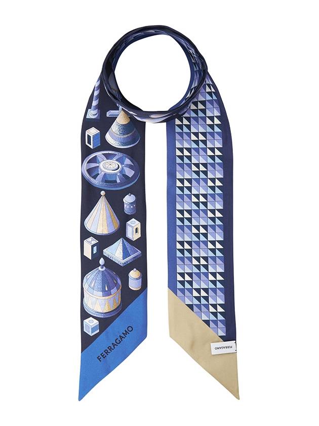 Nadir Print Scarf Blue - SALVATORE FERRAGAMO - BALAAN 1