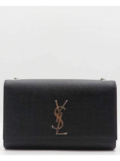 YSL 364021 Black Caviar Skin Kate Silver Monogram Logo Medium Chain Flap Shoulder Crossbag - SAINT LAURENT - BALAAN 2