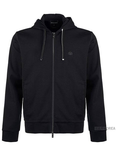 Men's Logo Zip-Up Hoodie Black - EMPORIO ARMANI - BALAAN 2