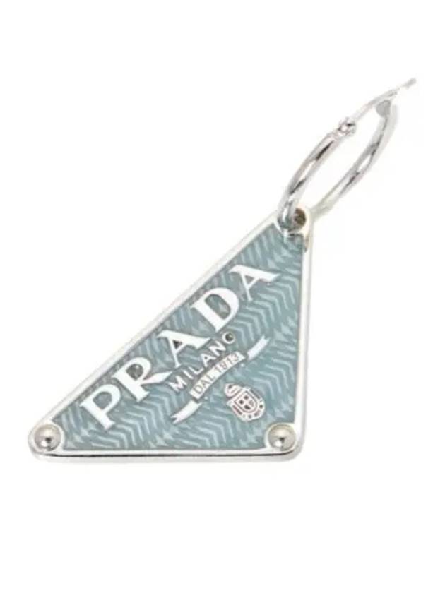 Women's Triangle Logo Earrings Blue - PRADA - BALAAN 2