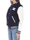 Navy Wool Triomphe Patch Teddy Varsity Jacket 2V29V896C 07MR - CELINE - BALAAN 4