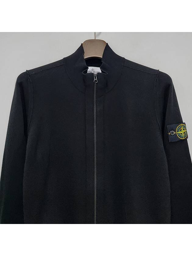 Wappen Patch Cotton Zip-Up Cardigan Black - STONE ISLAND - BALAAN 4