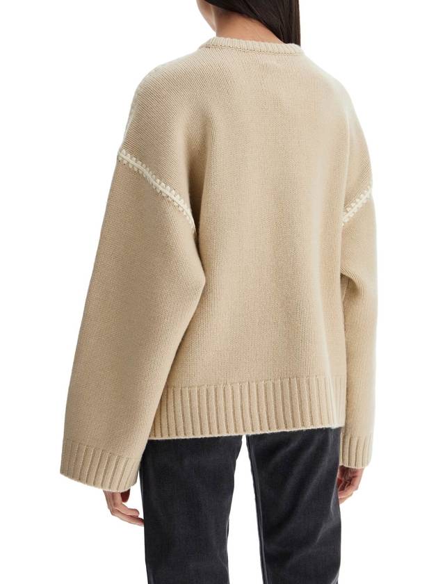 light beige wool and cashmere sweater with embroidery - TOTEME - BALAAN 3