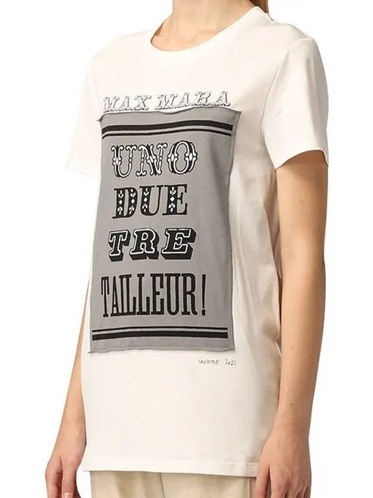 lettering print short sleeve t-shirt white - MAX MARA - BALAAN.