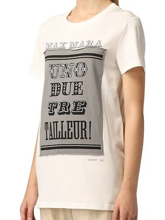 Lettering Print Short Sleeve T-shirt White - MAX MARA - BALAAN 2