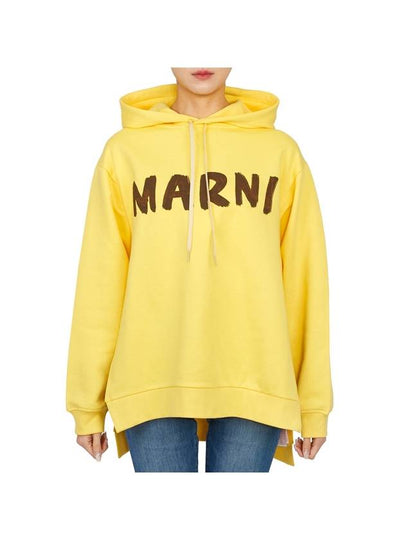 Logo Print Cotton Hooded Top Yellow - MARNI - BALAAN 2