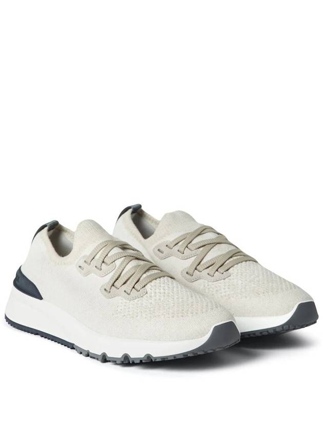 Stretch Knit Low Top Sneakers White - BRUNELLO CUCINELLI - BALAAN 9