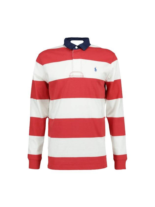 Block Stripe Classic Fit Polo Shirt Red - POLO RALPH LAUREN - BALAAN 1