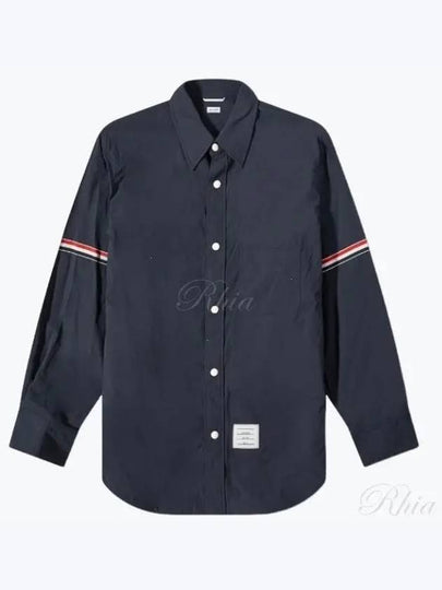 Three Stripes Armband Nylon Long Sleeve Shirt Navy - THOM BROWNE - BALAAN 2