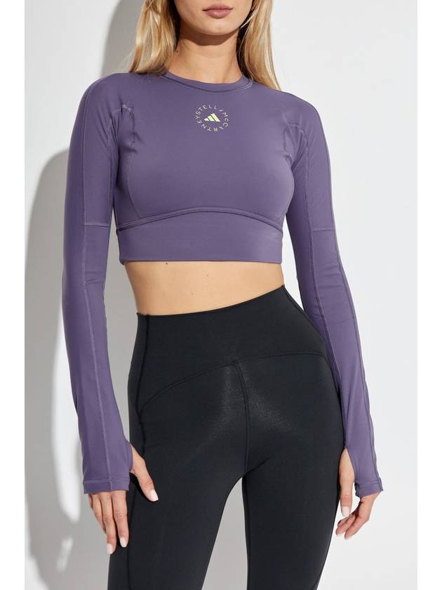 By Stella McCartney Short Crew Neck Training Long Sleeve T Shirt Purple - ADIDAS - BALAAN 4