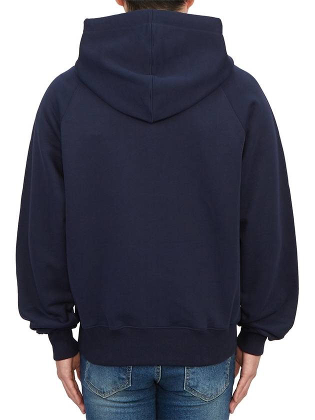 Small Heart Logo Cotton Zip Up Hoodie Night Blue - AMI - BALAAN 6