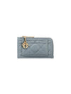 Lady Compact Cannage Zipper Lambskin Card Wallet Cloud Blue - DIOR - BALAAN 1