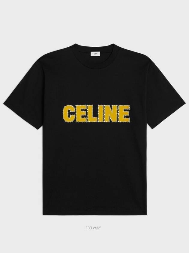 Loose T Shirt Cotton Jersey Black Golden Yellow Off - CELINE - BALAAN 1
