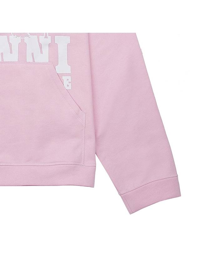 Women's Logo Print Organic Cotton Hoodie Pink - GANNI - BALAAN 7