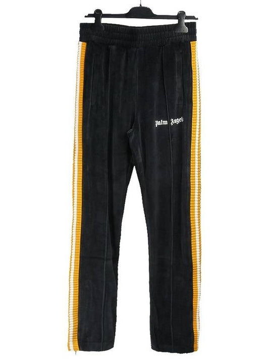 Men's Logo CHENILL Track Pants CA054F19469007 1001 BLACK WHITE PLC007bk - PALM ANGELS - BALAAN 1