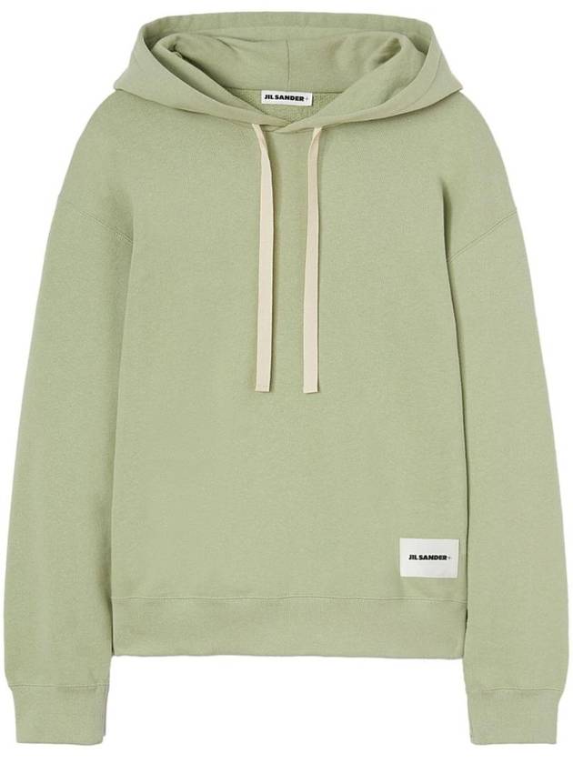 Plus Logo Patch Popover Hoodie Green - JIL SANDER - BALAAN 1