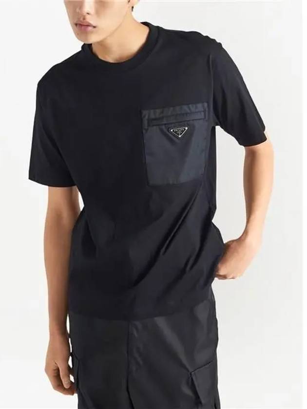 Nylon Jersey Short Sleeve T-Shirt Black - PRADA - BALAAN 3