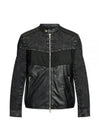 L Leopol Panelled Leather Jacket Black - DIESEL - BALAAN 2